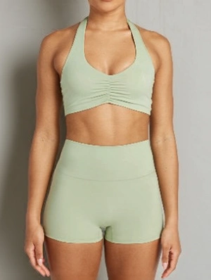 Athleisure Ruched Halter Backless Short Sets