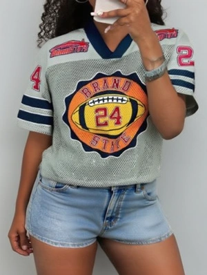 Letter Number Printed Mesh Loose Jerseys