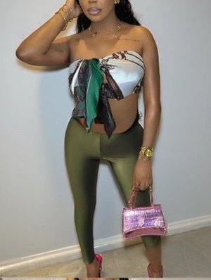 Vintage Abstract Printed Scarf Tube Pant Sets