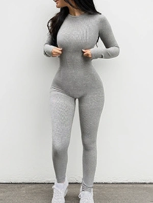 Plain Color Mock Neck Bodycon Jumpsuits