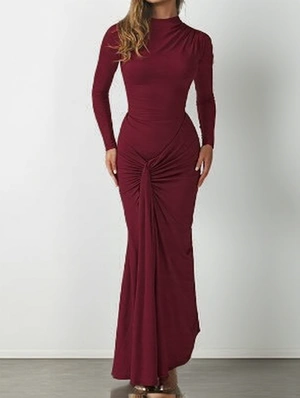 Ruched Tie-wrap Ribbons Fitted Maxi Dress