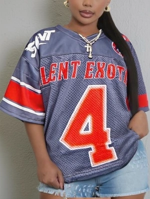 Colorblock Letter Number V Neck Jerseys