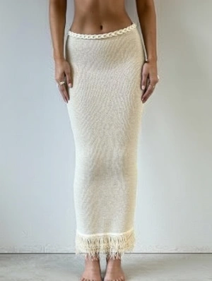 Cable Knit Fringe Bodycon Knitting Skirts