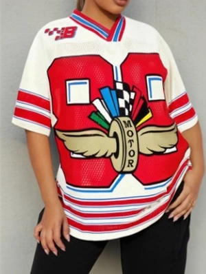 Colorblock Printed V Neck Mesh Jerseys