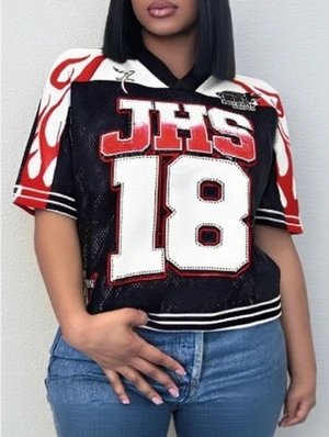 Letter Number Printed Mesh V Neck Jerseys