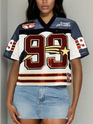 Colorblock Number Printed V Neck Jerseys