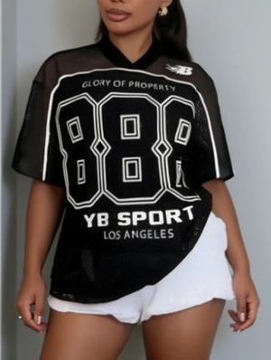 Letter Number Printed Mesh V Neck Jerseys