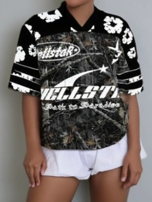 Floral Brambles Printed Mesh V Neck Jerseys