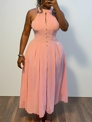 Halter Tie-wrap Sleeveless A-line Maxi Dress