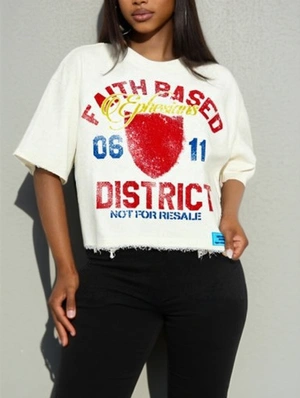 Letter Number Printed Casual Loose T-shirts