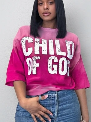 Gradient Letter Printed Casual Loose T-shirts