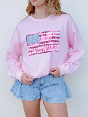 Plain Color Crewneck Print Sweatshirts