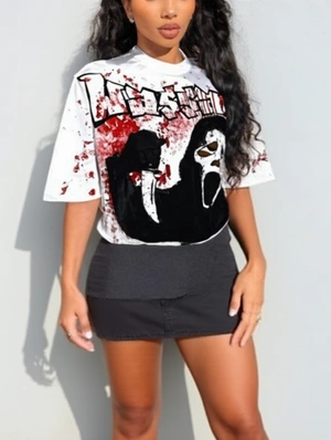 Horror Skull Horror Loose Casual T-shirts