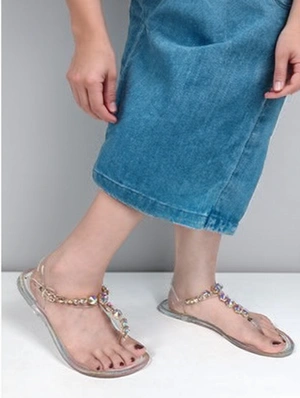 Rhinestone Beading Transparent Sandals