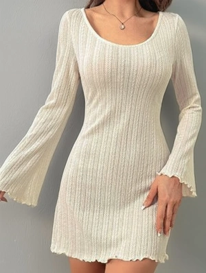 Striped Bodycon Trumpet Sleeve Mini Dress