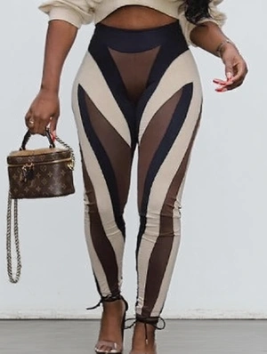 Contrast Color Patchwork Bodycon Pants