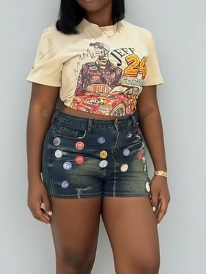 Skull Letter Car Printed Loose T-shirts