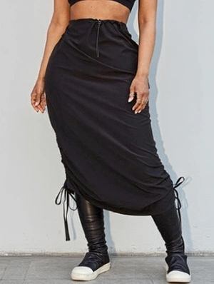 Drawstring Ruched Lace-Up Cargo Skirts