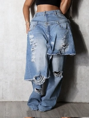 Ripped Denim Irregular Distressed Jeans