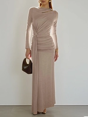 Knot Hollow-out Ribbons Fitted Maxi Dress
