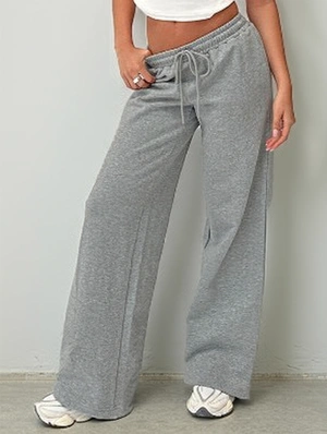 Plain Color Elastic Waist Loose Casual Pants