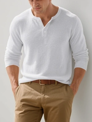 Pullover Vertical Long Sleeve Relaxed Fit Tee