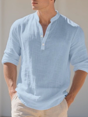 Pullover Tailored Long Sleeve Linen Blends Shirts