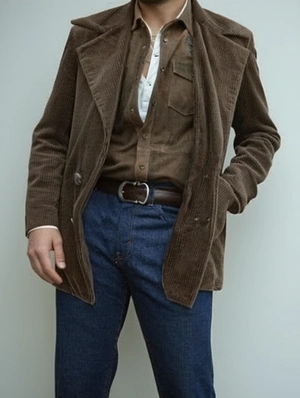 Plain Color Lapel Single Breasted Corduroy Long Coats