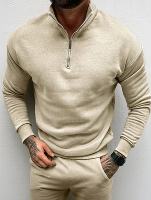 Pure Color Polo Zipper Minimalist Hoodies