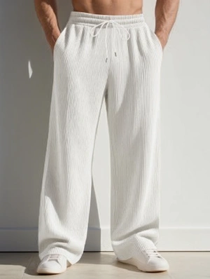 Jacquard Weave Solid Color Straight Long Pant 
