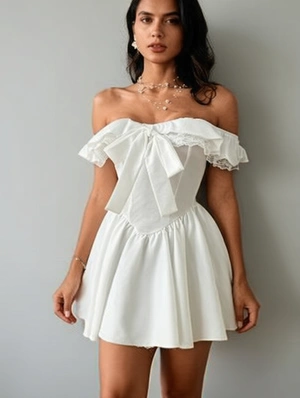 Square Neck Spandex Short Sleeve Dress