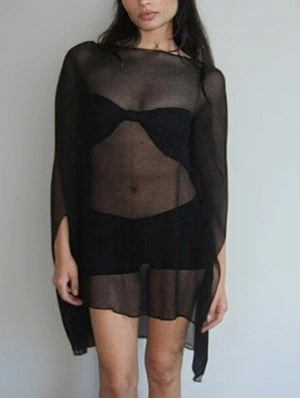 Irregular See Through Chiffon Flowy Shaw