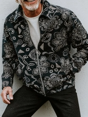 Brambles Floral Geometric Pattern Lapel Jackets