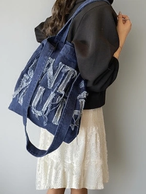 Letter Pattern Fringe Distressed Shoulder Bags