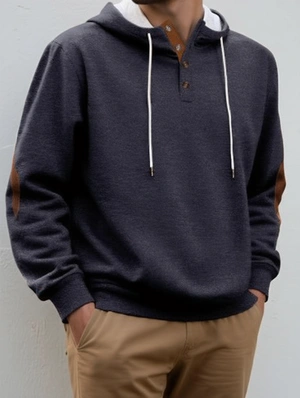 Embroidery Jacquard Weave Hooded  Sweatshirt