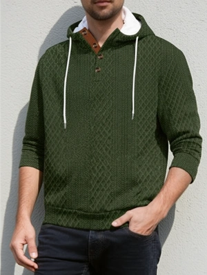 Rhombus Lattice Jacquard Weave Loose Long Sleeve  Sweatshirt