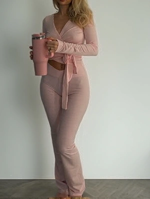 Pullover Cropped Long Sleeve Pant Sets