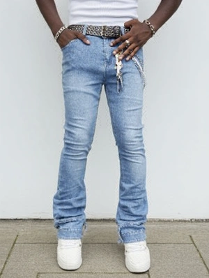 Washed Denim Bodycon Stacked Jeans