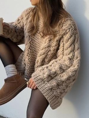 Cable Knit Loose  Pullover  Sweater