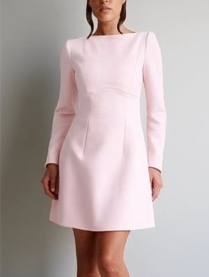 Patchwork Solid Color A-line Backless Long Sleeve Mini Dress