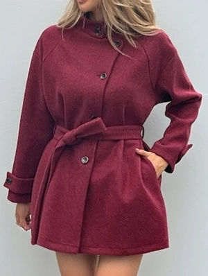 Pure Color Loose Crewneck Long Sleeve  Coats