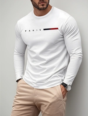 Letter Striped Printed Crewneck Long Sleeve Tee