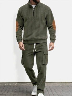 Elbow Patch Pullover Vertical Long Sets