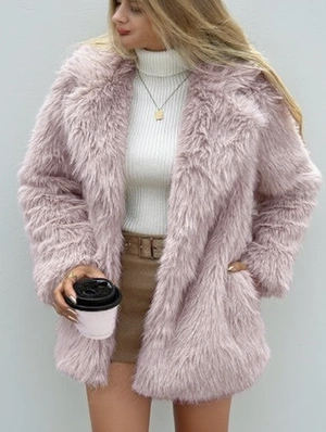 Solid Color Fur Lapel Coats