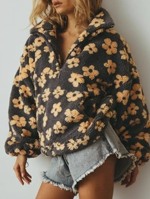 Floral Loose Polar Fleece Sweatshirts