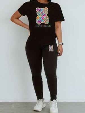 Letter Tie Dye Cartoon Pattern Pant Sets