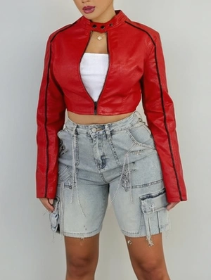 Line Cropped Zipper Bodycon Peacoat
