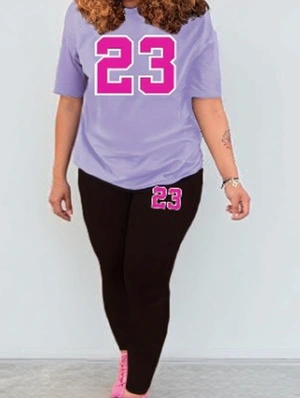 Letter Pattern Pure Color Athleisure Pant Sets