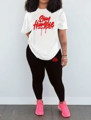 Horror Letter Pattern Short Sleeve Pant Sets