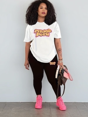 Colorblock Letter Pattern Round Neck Pant Sets
